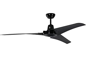 PEPEO Ventilateur de plafond design industriel Vourdries noir, Télécommande incluse, diamètre 142 cm