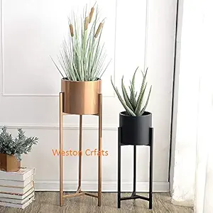 Weston Crafts Metal Potted Plant Stand Galvanizing Iron Sheet Pot Supports Decorative Pots Containers Stand Garden Balcony Patio Living Room