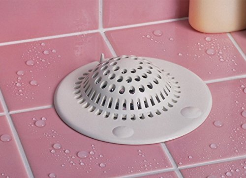 Joyoldelf Abflusssieb Abflußsieb Haarsieb für Duschen, Gummi, Weiß - 2