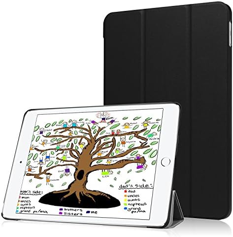 PU Leather Case for New iPad 2017 iPad 9.7 inch, HZSSEC Ultra Slim Lightweight Smart Case Trifold Stand with Auto Sleep/Wake Function, Hard Back Cover for Apple New iPad 9.7 inch 2017 - Black
