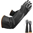 22" Chemical Resistant Gloves Heavy Duty Rubber Gloves Long Rubber Gloves Drain PPE Safety Gloves Latex Waterproof Work Gloves Resist Strong Acid, Alkali and Oil, Non-Slip, 1 Pair