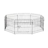 Parc enclos pour chiens chiots animaux domestiques diamètre 158cm 8 panneaux 71L x 61Hcm noir neuf 25