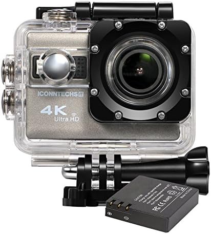 ICONNTECHS IT Waterproof 4k Action Camera Underwater Sports Action Cam for Scuba Diving wifi Sport Dive Camcorder 60fps 20mp HD Helmet Cameras with 170 Degree Wide Viewing Angle Head Cams (Gray(2 batteries))
