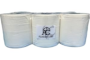 ALMERICORP Bobina Papel Mecha secamanos Liso1Kg- Pack 6 unidades Pasta pura 100%
