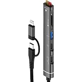 Coverzone Type-C ve lightning U&ccedil;lu Değiştirilebilir Başlık iPhone 15 Uyumlu SD Kart TF Kart Micro SD Kart Okuyucu USB 3.0 Gir