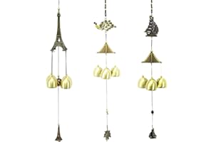 Osuter Campanelli Eolici in Metallo 3PCS Bronzo Campane a Vento Vintage Scacciapensieri per Casa Esterni Interni Giardino Decorazioni