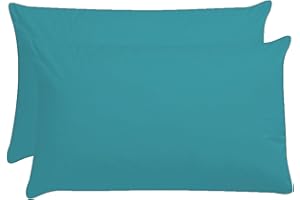 AmigoZone Plain Pollycotton Baby Todler Cot Bed Pillow Pair Cases 40 x 60cm - Teal
