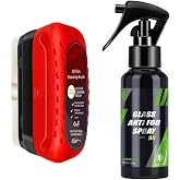 Car Glass Oil Film Cleaning Brush with Anti-Fog Hydrophobic Coating Spray, 100ml, Windshield Cleaner Kit