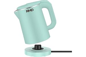Liten Vattenkokare 0,8L, 1000W Snabbkok, Rostfri, Grön | Automatisk Avstängning, Torrskydd, Mini Resekokare för Hotell, Sovsa