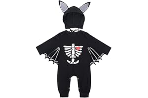 LNL Baby Halloween Kostüm Fledermaus mit Big Ear Hut Meine ersten Halloween Outfits Unisex Baby Strampler Set 3-24 Monate