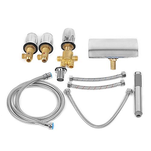 amzdeal Wannenrandarmatur Wasserhahn Badewanne Armaturen mit Handbrause - 3