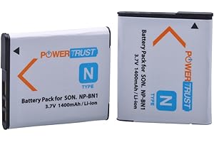 PowerTrust 2Pcs NP-BN NP-BN1 Battery for Sony DSC-QX100 DSC-W830 WX220 W810 DSC-W350 W570 W510 DSC-W390 DSC-W690 DSC-TX9C DSC-W320
