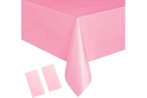 YAAVAAW 2 tovaglie usa e getta rosa da 137 x 274 cm, per feste, rettangolari, tovaglia usa e getta, in plastica, per picnic, baby shower, matrimoni, Natale, feste di compleanno