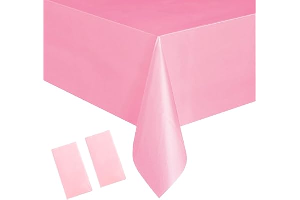 2 st 137 x 274 cm rosa engångsduk bordsöverdrag, rektangulära engångsdukar plast rosa bordsduk fest för picknick, baby shower