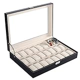 Teamyy Uhrenbox Armbanduhr Uhrenkoffer Uhrenkasten Uhrenschatulle für 24 Uhren Kunstleder