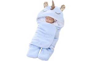 mama stadt Couverture D'Emmaillotage Bébé Nouveau-né Licorne Sac de Couchage Pieds Séparés Hiver 65 * 75CM,Bleu