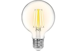 Aigostar Bombilla LED inteligente. Bombilla Alexa LED vintage, G80 Transparente tipo globo, 6W 850LM E27, regulable cálida a fría 2700K a 6500K. Compatible con Alexa y Google home, 1 Unidad