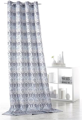 Modern Eyelet Curtain Opaque in trendy colours HXB 245 x 140 cm Decorative Curtain with Ornamental Baroque with Gradient Color Eldem Pearlescent Shimmer Curtains with very beautiful – High Quality – TYP359, Polyester, Silver-Blue, HxB 245x140 cm
