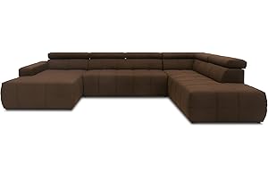 ‎DOMO. COLLECTION DOMO Collection Brandon Sofa, Wohnlandschaft mit Rückenfunktion in U-Form, Polsterecke Eckgarnitur, dunkelbraun, 175 x 359 x 228 cm