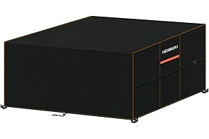 HEIMUNI Pokrowiec na Meble Ogrodowe, Prostokątny Pokrowiec na Stół Zewnętrzny, Plandeka na Meble Ogrodowe 420D Oxford Pokrowiec Ochronny na Stoły Ogrodowe Pokrowiec na Sofę do Salonu, 150x120x90cm