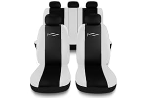 Susy Shop Set Coprisedili Per Auto Universali Con Schienale Posteriore Con 2 Zip, Fodere Auto Airbag Compatibili (Nero/Bianco)