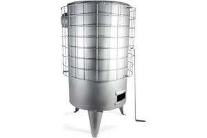 BILAKE Estufa de leña redonda gris ecodesing económica 6,3 kW Estufa de leña pequeña chimenea conducto salida 120 mm hierro estufa llenya