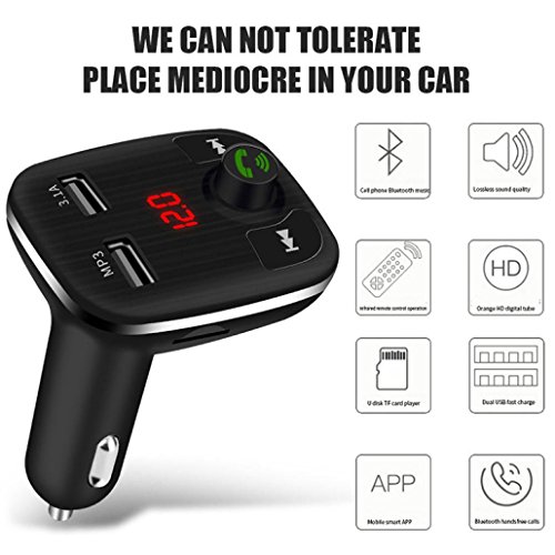 Preisvergleich Produktbild Xshuai Strukturelles Design Geräusche Beseitigung Bluetooth Car FM Transmitter Wireless Radio Adapter USB Ladegerät Mp3 Player Unterstützung Bluetooth Musik / TF Karte / U Festplatte Spieler (Schwarz)