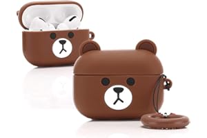 LEWOTE Silikonowe etui Zabawna Okładka Kompatybilna z Apple Airpods Pro [Seria Zwierząt] (Mały Niedźwiedź Brunatny)
