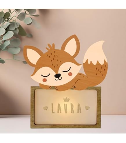 LED Vache Cadeau Filles Garçons Lampe Murale En Bois Veilleuse Personnalisée Avec Nom I Cadeau Pour Anniversaire Noël I Fonctionne Sur Batterie - France