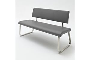 ‎ROBAS LUND Robas Lund Esszimmersitzbank mit Rückenlehne Kunstleder, Sitzbank Belastbar bis 280 Kg, Küchensitzbank grau