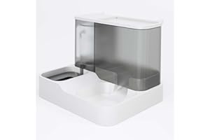 TITA-DONG Set Mangiatoia Automatica per Gatti e Distributore di Acqua Tutto in Uno, Mangiatoia Automatica per Animali Domestici Distributore di Cibo per Acqua per Animali Domestici 2 in 1 Finestra(Grigio)