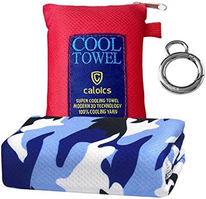 Cooling Towel Caloics® Instant Cooling Towel chill pal, offering a Instant Relief ice feeling to your skin -fabric and microfiber-great for Running Biking Hiking Basketball Football Golf and All Other Sports (Camo Blue)