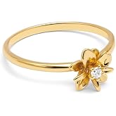 SINGULARU - Gardenia Ring Brass with 18 Kt Gold Plated and Zirconia. Jewellery for Women. Size 10-18.