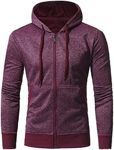 MU2M Men's Full Zip Solid Drawstring Hoodie Pocket Sweatshirt Coats