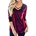 Produktbild Manadlian Mode Damen Gute Qualität Bandage Bluse Mode Hemd Wein Weich Samt Tops (Wein, S)