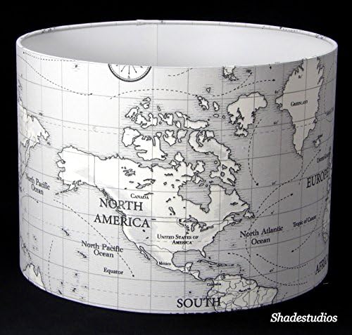 Hand Made 10" Grey Maps Design Lampshade