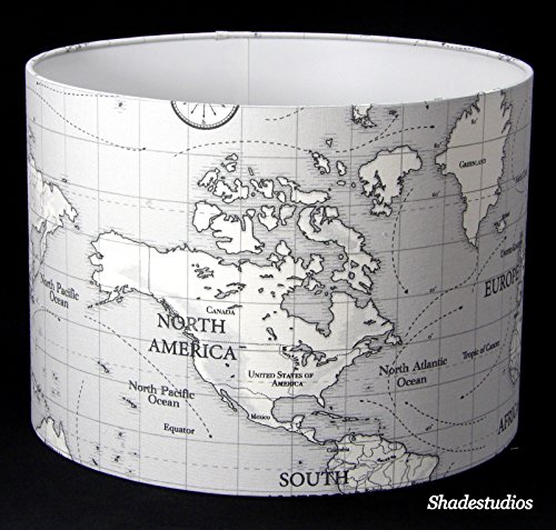 Hand Made 10" Grey Maps Design Lampshade