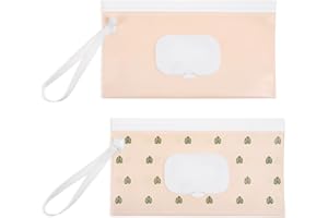 APAUSVCM 2 Pack Baby Wipes Dispenser, Portable Refillable Wipe Holder with Hanging Loop Baby Wipe Holder Bag Keeps Wipes Fresh Reusable Baby Wipes Container on The Go for Travel Outdoor Outing Camping Hiking