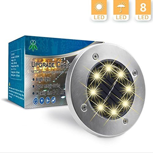Solar Powered Ground Lights, 8 LED Waterproof Solar Path Lights | Solar Garden Light | Dark Sensing Landscape Lights for Lawn Pathway Yard Driveway Patio Walkway Pool Area (Wram White, 16 Pcak)