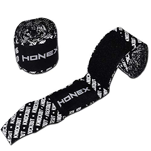 Honex - Vendas para Manos, para Boxeo, Extensibles, de Estilo Mexicano, de 4 Metros, Boxeo y Artes Marciales, Muy Suaves y duraderas, Unisex, 1 par