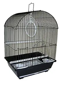 YML A1104BLK Round Top Style Small Parakeet Cage, 11 x 9 x 16