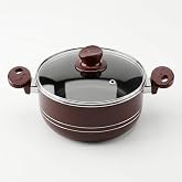 Papilla Assos Derin Tencere - Bordo Renkli, &Ccedil;ift &Ccedil;izgi Detaylı Cam Kapaklı Yanmaz Yapışmaz Tencere 20 cm ve 26 cm Se&ccedil;enekli