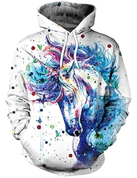 Bonamana niedlichen Cartoon Einhorn Hoodie Pullover mit Taschen Langarm Oberbekleidung Jacke Sweatshirt für Mädchen...