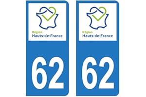 HADEXIA Autocollant Stickers plaque immatriculation voiture auto département 62 Pas-de-Calais Logo Région Hauts-de-France