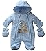 0-3 months - Baby Boys Gorgeous Light Blue Reindeer and Fox Forest Friends Hooded Snowsuit and Mittens Outfit