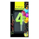 Vela combinación. Cereria de Giorgio 5426 _ 64 vela de cumpleaños número 4 fluorescente con soporte