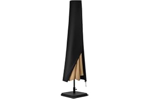 FLATRO Parasol Covers Waterproof with Zipper (170 * 25 * 50 cm) - Parasol Covers Heavy Duty for Garden and Outdoor - Rip Proof, UV Protection and Weather Resistant Parasol Cover for Garden Umbrella (Black)