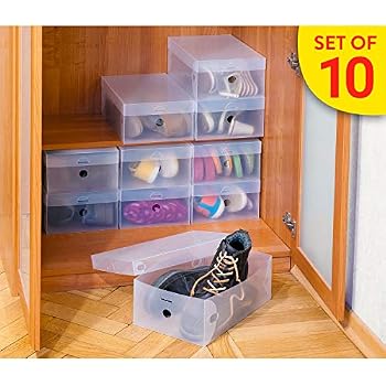 Homgrace 24 Scatole per Scarpe, Impilabile Contenitore Trasparente in Homgrace 24 Scatole per Scarpe, Impilabile Contenitore Trasparente in
