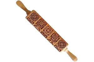 YUFANA Natale Goffratura Mattarello,Mattarello in Rilievo Utensile Mattarello in Legno 3D Goffratura Rullo di Legno Goffratura con Motivo Strumento Fai-da-te per Biscotti con Mattarello,per Biscotti Impasto