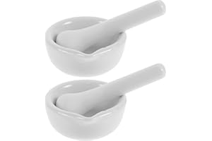 ULTECHNOVO 2 Stück Mörser mit Stößel Set - kleiner Steinmörser Zum Mahlen von Gewürzen, Nüssen und Knoblauch, Manueller Küchengerät für Gewürze